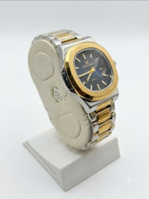 IMG_2409 Royal Two-Tone Stainless Steel Watch with Blue Textured Dial