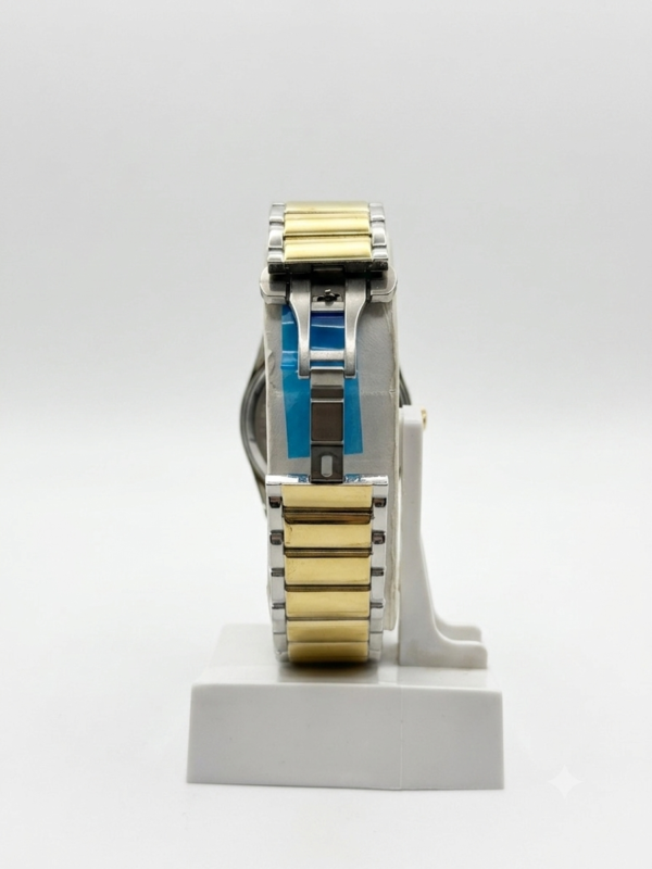 Royal Two-Tone Stainless Steel Watch with Blue Textured Dial