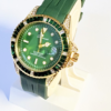 Gold Emerald Gem Stones Bezel Watch