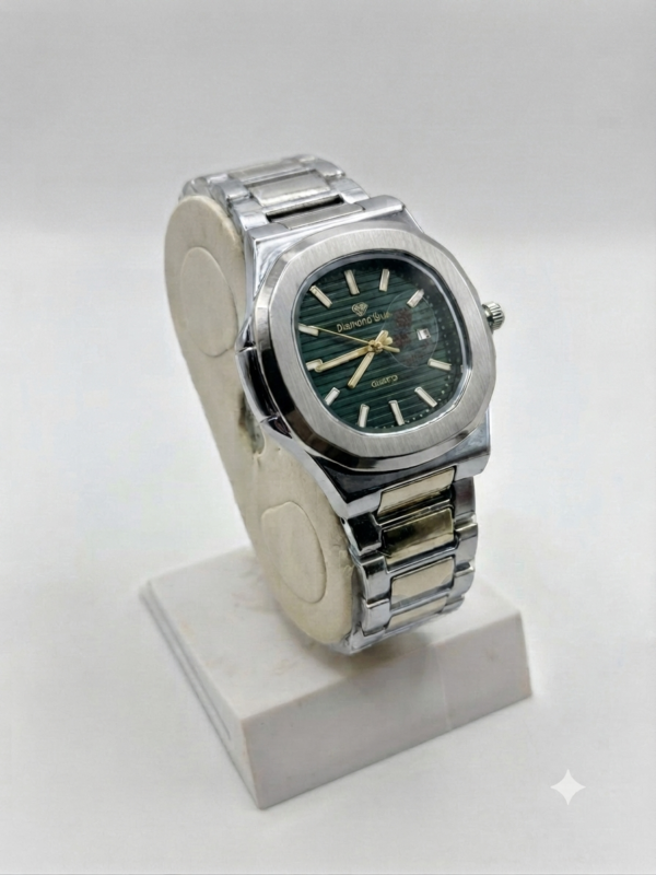 Royal Two-Tone Stainless Steel Watch with Blue Textured Dial