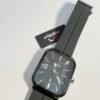 Screenshot Urban Rectangular Matte Black Sports Watch – Textured Geometric Dial