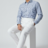 Men's Classic Blue Vertical Striped Cotton Shirt