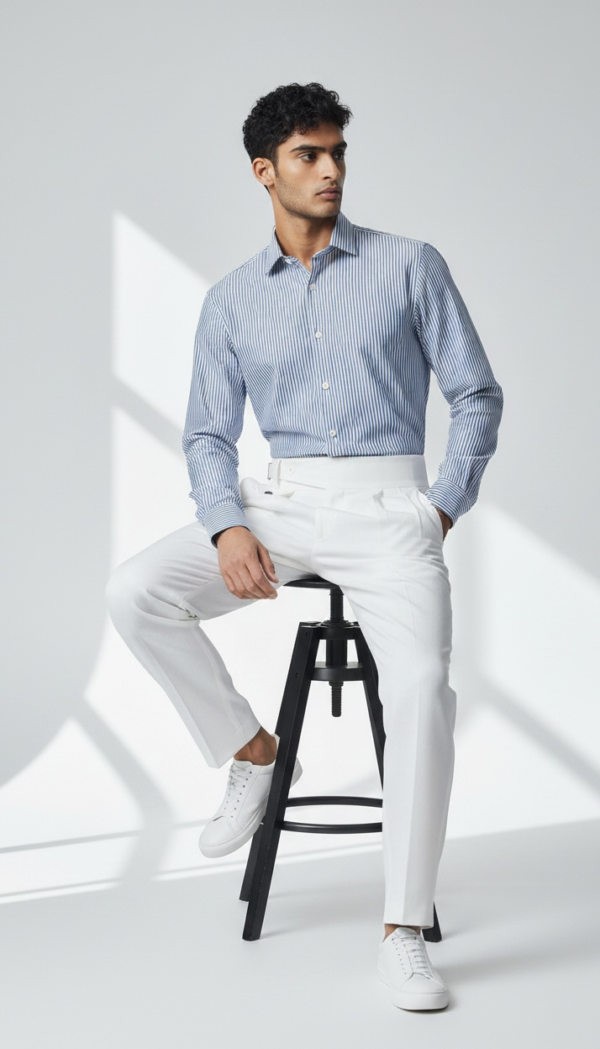 Men's Premium High-Waisted Trousers with Gurkha Extended Waistband