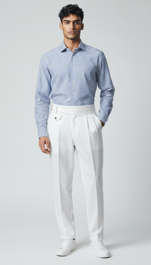 Men's Premium High-Waisted Trousers with Gurkha Extended Waistband