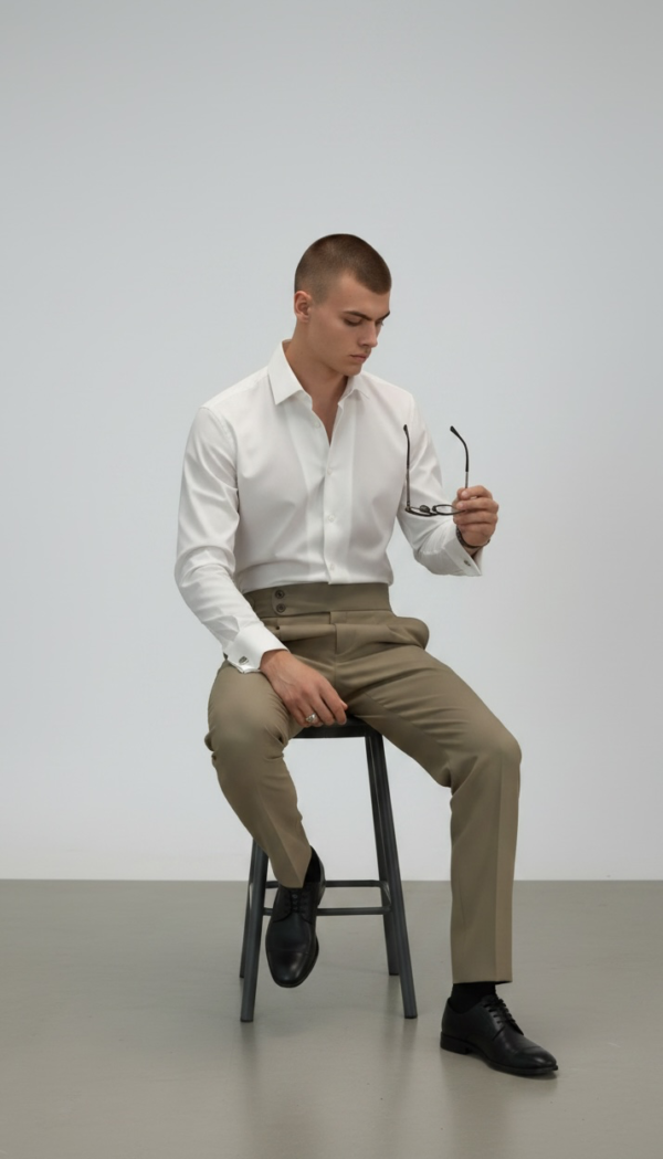 Men's Premium High-Waisted Pleated Trousers with Side Adjusters