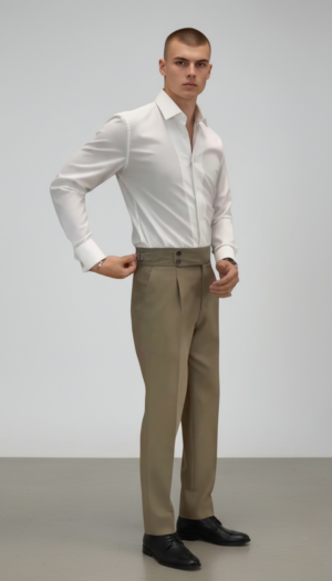 Men's Premium High-Waisted Pleated Trousers with Side Adjusters